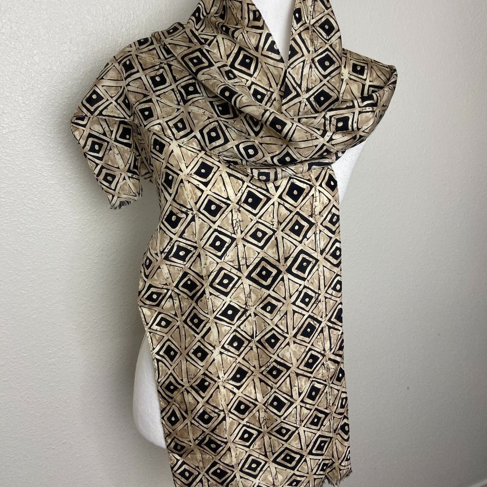 ECHO  Silk Scarf  10.5 x 72" Geometric